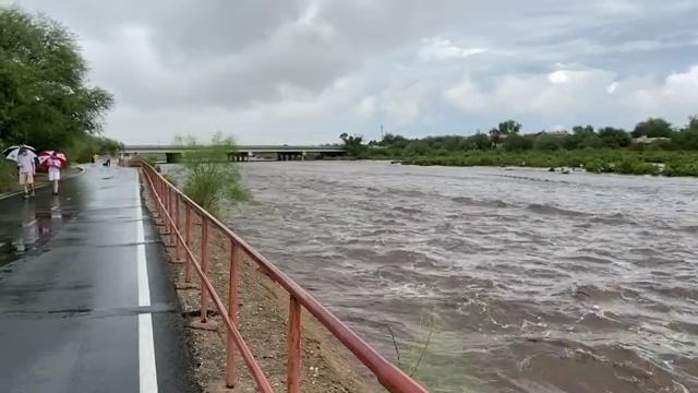 Watch now: Rillito River running steadily after recent monsoon showers